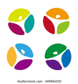 Round design colorful people vector logo template. "y" letters icon set. You can use in the dance, yoga ,sport and other organization concept of pattern.