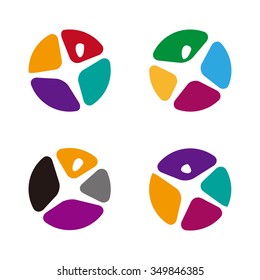 Round Design Colorful People Vector Logo Template. 