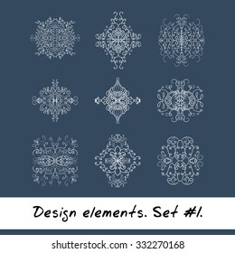 Round design element. Circle pattern in white color. Vector illustration. Could be used for logo, tattoo, monogram, web-design, decoration, etc.