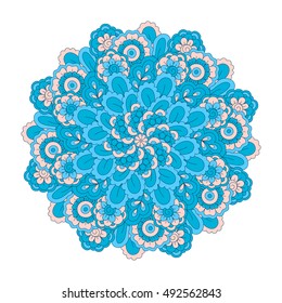 Round design element. Colorful floral pattern. Mandala.