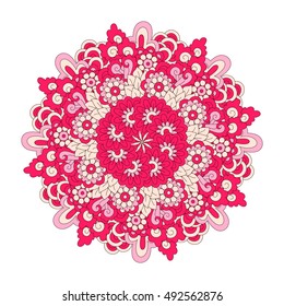 Round design element. Colorful floral pattern. Mandala.