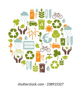 elemento de diseño circular con iconos de ecología 