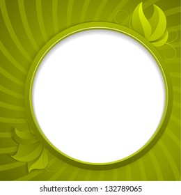 Round design element for information with green leaves