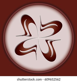 Round design element isolated on white background in brown frame