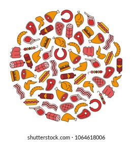 Round design element with meat icons