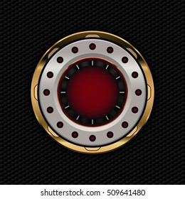round design element in a metal frame