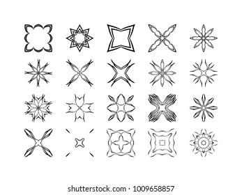 Round design elements, for logos, ornaments, icons, set of geometric vector mandalas.