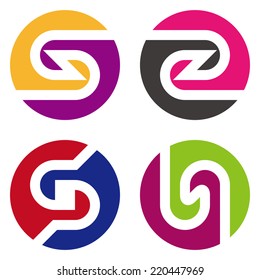 Round design vector logo template. "s", "z", "G", "n" letters icon set. You can use in the commerce, traffic, financial, construction and communication concept of pattern. 