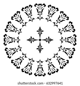 Round designs with a cross black and white
