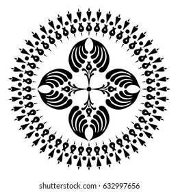 Round designs with a cross black and white