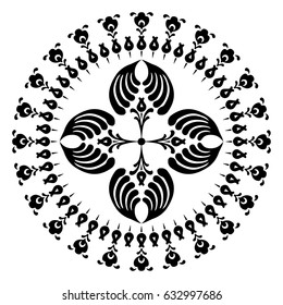 Round designs with a cross black and white