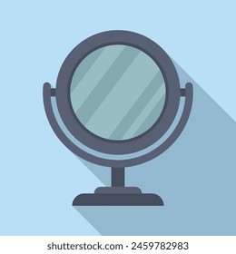 Round desk mirror icon flat vector. Makeup glass. Desk fashion object
