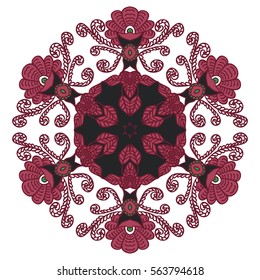 Round Detailed Flourish Rococo Pattern. Element for Wallpaper, Print. Baroque Damask Motif for Vintage Ornament