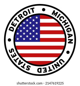 Round Detroit Michigan United States Flag Clipart