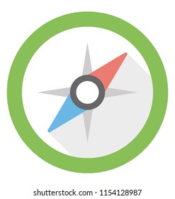
Round device with one needle pointing specifically to north and south, compass icon 
