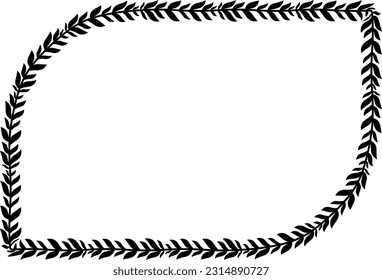 Round Diagonal Corner Rectangle shape Flower frame Leaves wreath vector border floral photo frame BlackBotanical Branches decoration wedding anniversary birthday new year newborn Christmas valentine