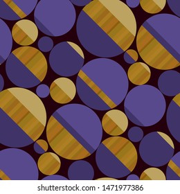 Round and diagonal shapes vintage vibes geometric pattern. Violet and wood colors geometry composition. Repeatable motif, tile rapport for background, wrap, fabric, textile, wrap, surface design. 