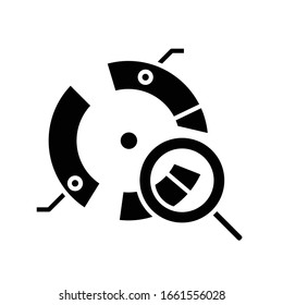 Icono negro de análisis de diagrama redondo, ilustración conceptual, símbolo plano vectorial, signo de glifo.