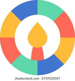 Diagrama redondo con secciones de color y vela central