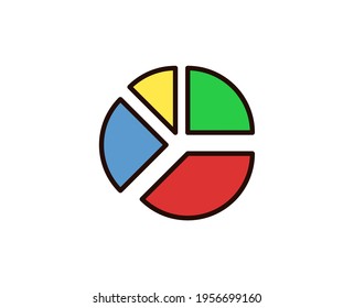 Icono plano de diagrama de redondeo. Señales de línea delgada para el logotipo de diseño, tarjeta de visita, etc. Símbolo de esquema único de alta calidad para diseño web o aplicación móvil. Pictograma de esquema de diagrama de redondeo.