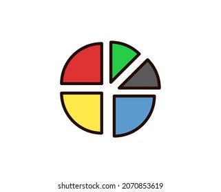 Round diagram flat icon. Thin line signs for design logo, visit card, etc. Single high-quality outline symbol for web design or mobile app. Round diagram outline pictogram.