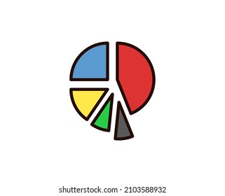 Round diagram flat icon. Thin line signs for design logo, visit card, etc. Single high-quality outline symbol for web design or mobile app. Round diagram outline pictogram.