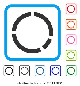 Round Diagram icon. Flat grey pictogram symbol inside a light blue rounded rectangle. Black, gray, green, blue, red, orange color versions of Round Diagram vector. Designed for web and software UI.