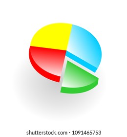 Round diagram pie with shadow. Vectro business icon.