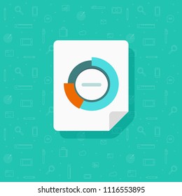 Round diagram report document, analytics or investigation graph analytics data, research icon vector, analysis on paper sheet, statistics result with chart analyzing, audit