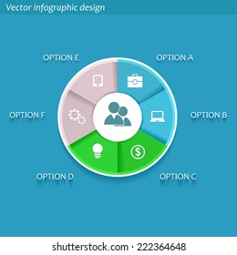 Round diagram vector design. Infographic elements with business icons