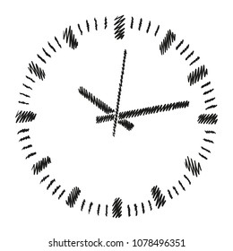 Round dial of analog clock. Sketch in vector