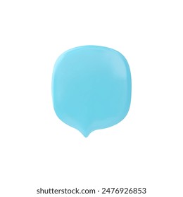 Round dialog box, blue color, vector 3D illustration. Blank bubble for online chat on social networks. Web communications concept. Design on isolated background.
