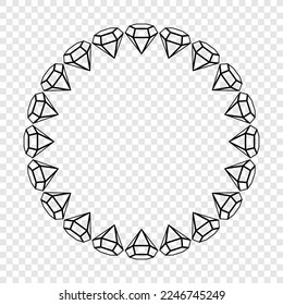 Marco de diamante redondo. Elemento aislado negro. En el centro hay un lugar para tu texto. Ideal para decorar marcos de texto, pancartas, volantes, postales, logotipos, impresiones y el diseño de ideas creativas.