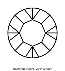 Round Diamond Gem Lined Vector Illustration