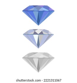 Round diamond vector illustration has both side and top corners.