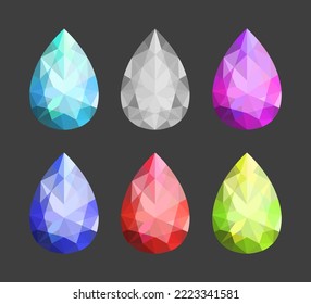 round diamond and water drop shape on white and black background