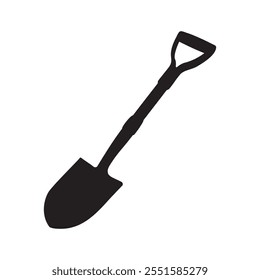 Round Digging Shovel Silhouette Vector Illustration