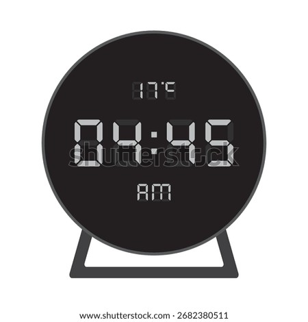 Round Digital Clock within Temperature Sign show 04.45 AM. Vector illustration isolated, eps