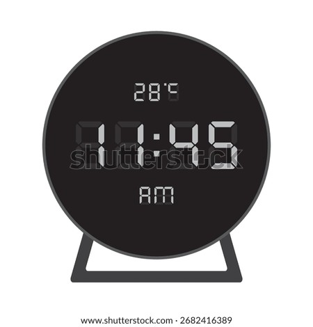 Round Digital Clock within Temperature Sign show 11.45 AM. Vector illustration isolated, eps