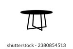 Round Dining Table, black isolated silhouette