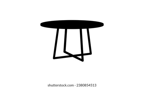 Round Dining Table, black isolated silhouette