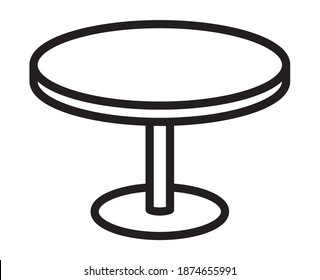 Round dinner table or circular diner table line art vector icon for apps and websites