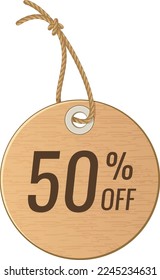 Round discount label. Craft retail tag mockup