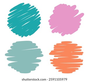 Round Distressed Paint brush stroke Colorful Background Set collection, Shapes Backgrounds Vector Designs