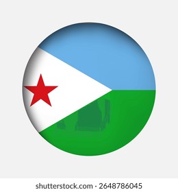 Round Djibouti national flag highlight icon, sticker