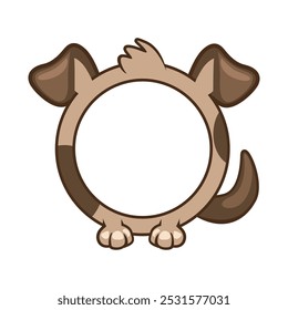 Round dog frame, cartoon avatar for ui games. Empty animal frame for your kids decor, print or stickers