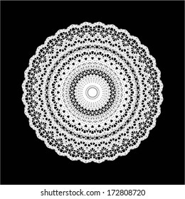 Round doily / lace - Valentine's Day symmetrical decor / design with beautiful hearts, vector