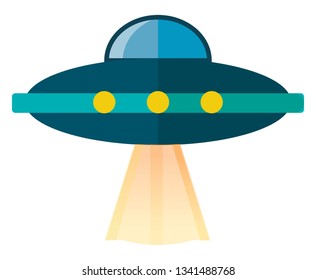 A round dome shaped alien spacecraft known as UFO vector color drawing or illustration 