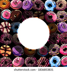 Rahmen für Donuts und schwarze Grenze