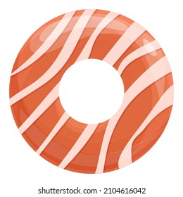 Round donut icon cartoon vector. Sugar cake. Food cream